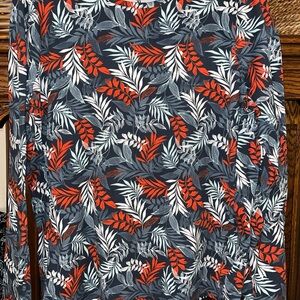 Hang Ten Long Sleeve Top - Red and Gray Leaf Pattern UV protection size XL